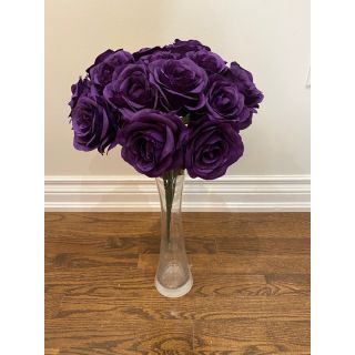 18 Head Artificial Rose Bundle Dark Purple